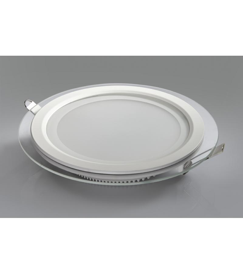 მნათი მოწყობილობა  LED  მრგვალი ჩასასმელი (Round Glass) მინით 3 ფერი  12 W  3000 K    Thea
