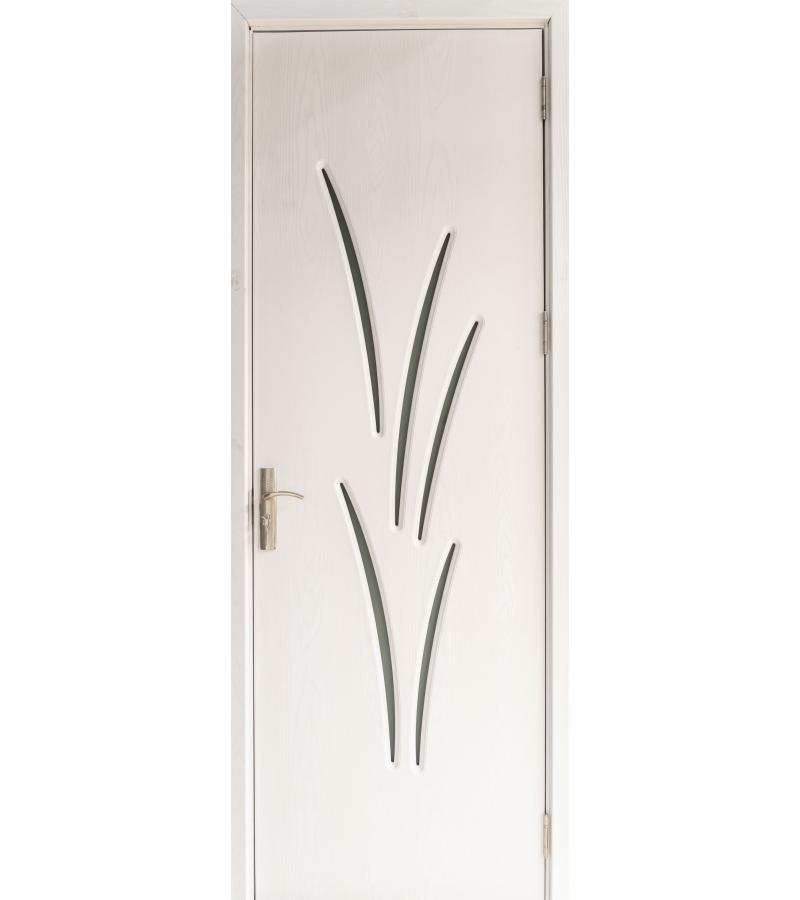 კარი მინით  KM-074 ზომა  215*80*4 ფერი  Pearl  White (AKC-021)