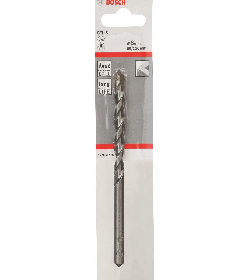 რკინის ბურღი ბეტონის  8 x 80 x 120 mm  CYL-3   #2608597663    მწარ. BOSCH
