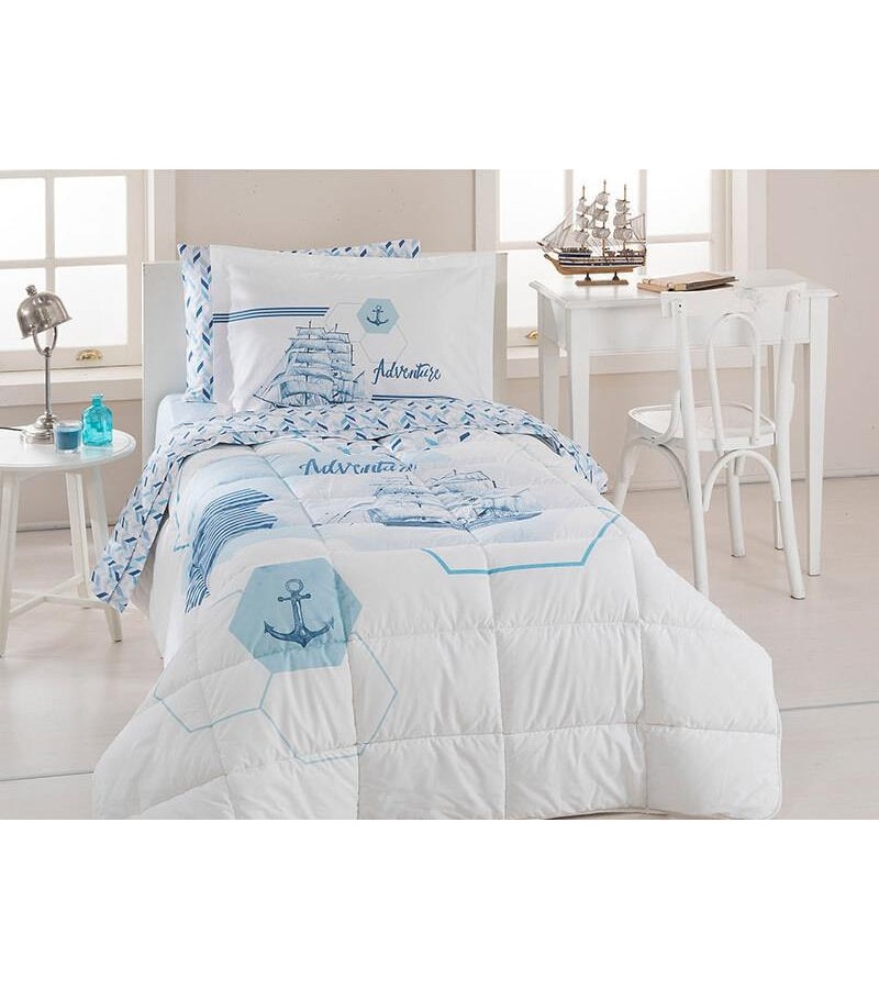 Комплект постельного белья ПРИКЛЮЧЕНИЕ 1-л. Цвет МАВИ горький. ОЗДИЛЕК