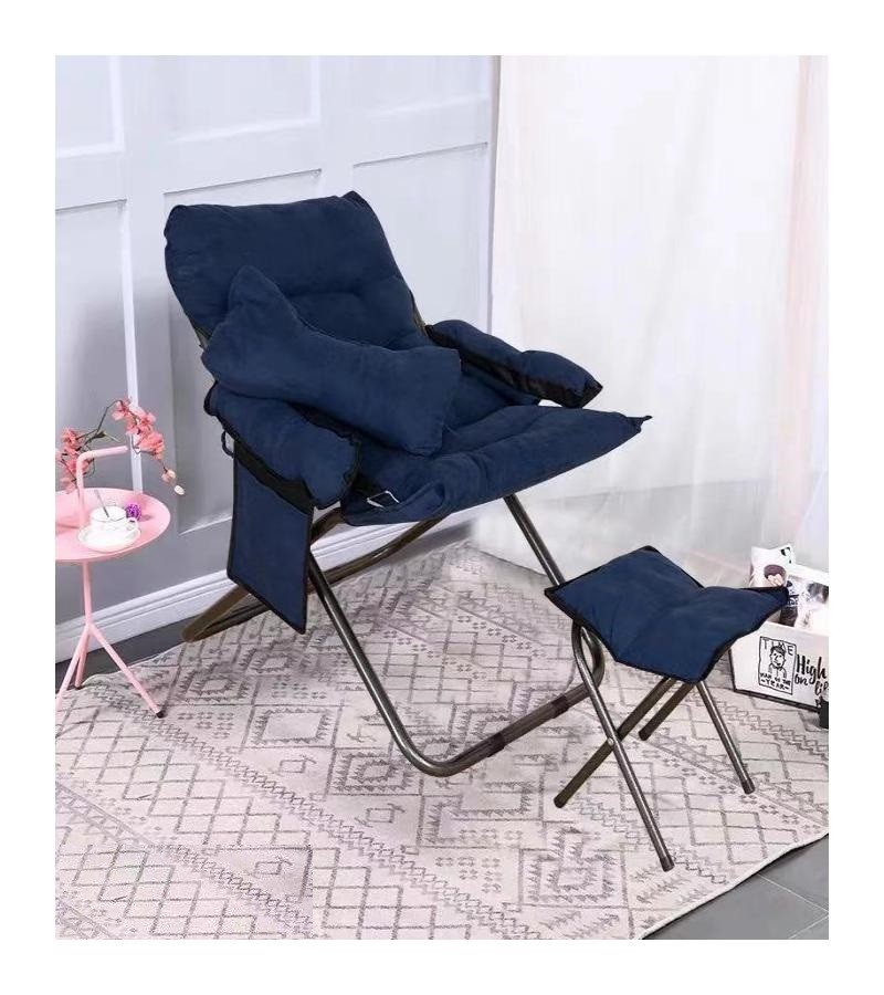 Folding chair dark blue / with cushion