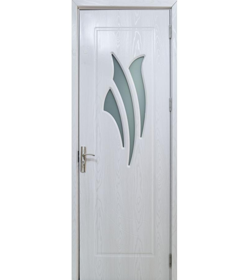კარი მინით  KM-701 ზომა  205*75*4 ფერი  Pearl White  (AKC-021)