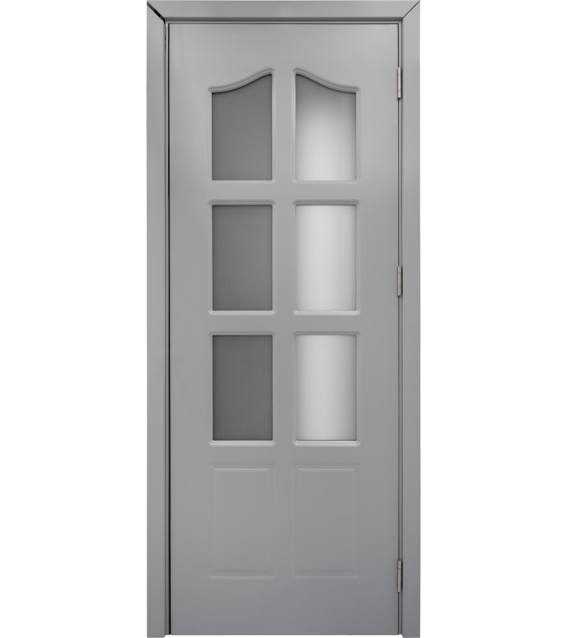 Дверь со стеклом КМ-128, размер 215*80*4, цвет Серый JS1216