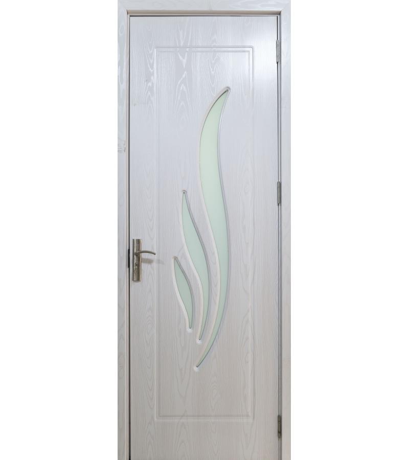 კარი მინით  KM-708 ზომა  205*75*4 ფერი  Pearl White (AKC-021)