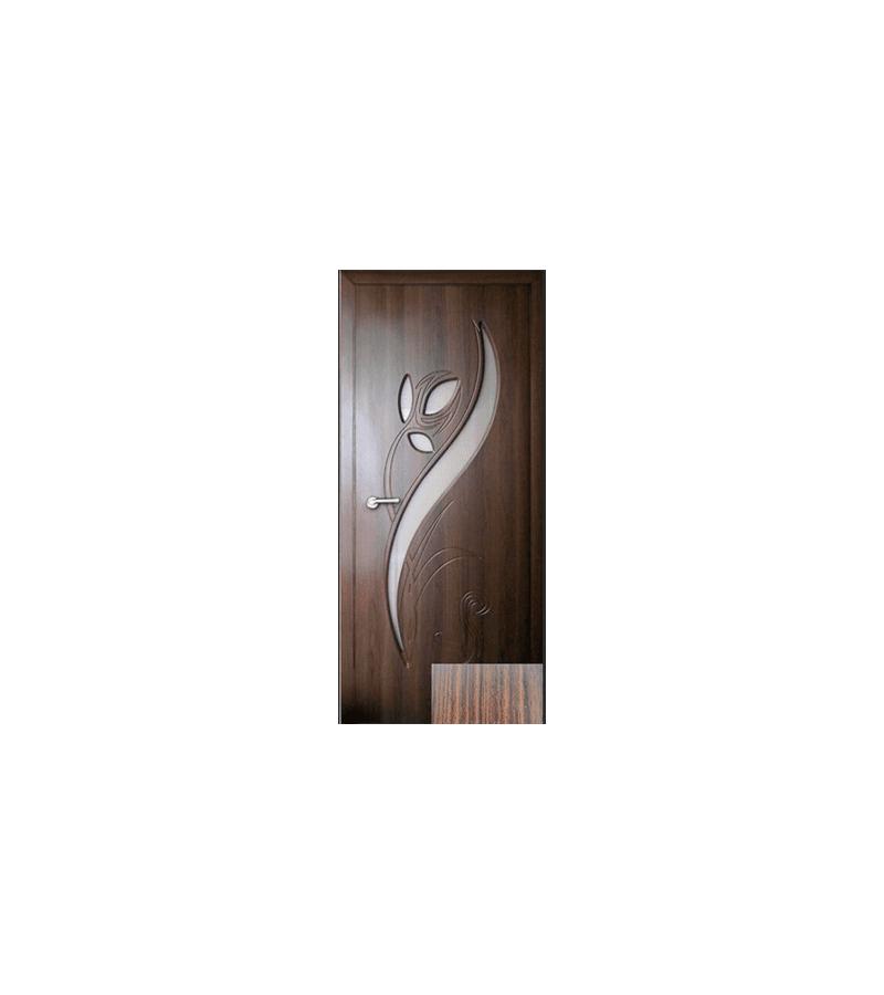 კარი მინით  NEW-02 ზომა  215*80*4 ფერი  Walnut (7-5)
