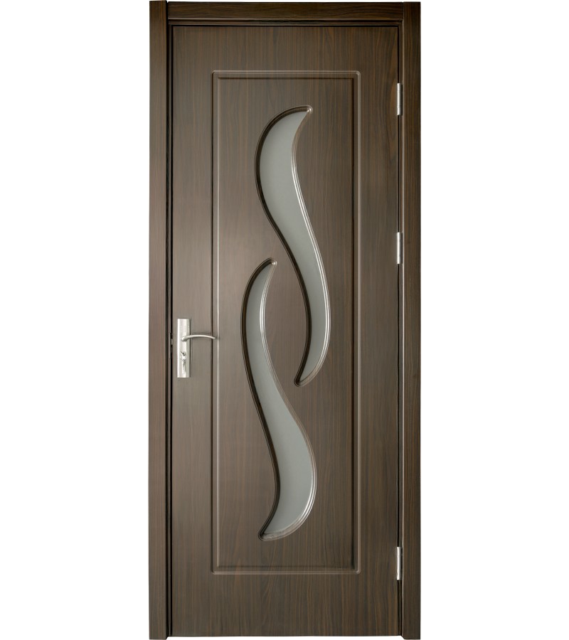 Door with glass NEW-01 size 215*80*4 color Walnut (7-5)