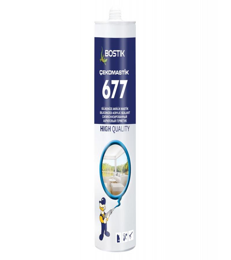 აკრილის მასტიკა Cekomastik 677  Siliconized მუქი ნაცრისფერი 280 გრ  BOSTIK