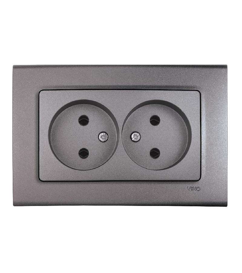 როზეტი  2-ნი  LINNERA GRANIT GRISI  #90402055-MD  VIKO by Panasonic
