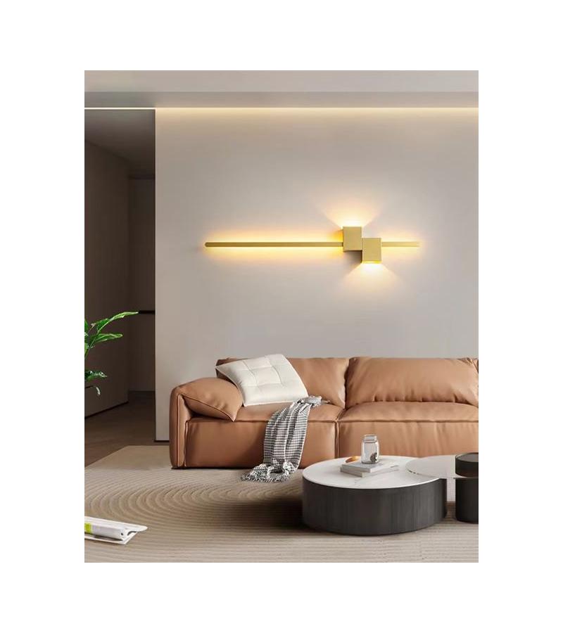 კედლის სანათი   GZMO-9137   L1220*150*80 /  24W+7W ფერი:PAINT GOLD  (3000K)