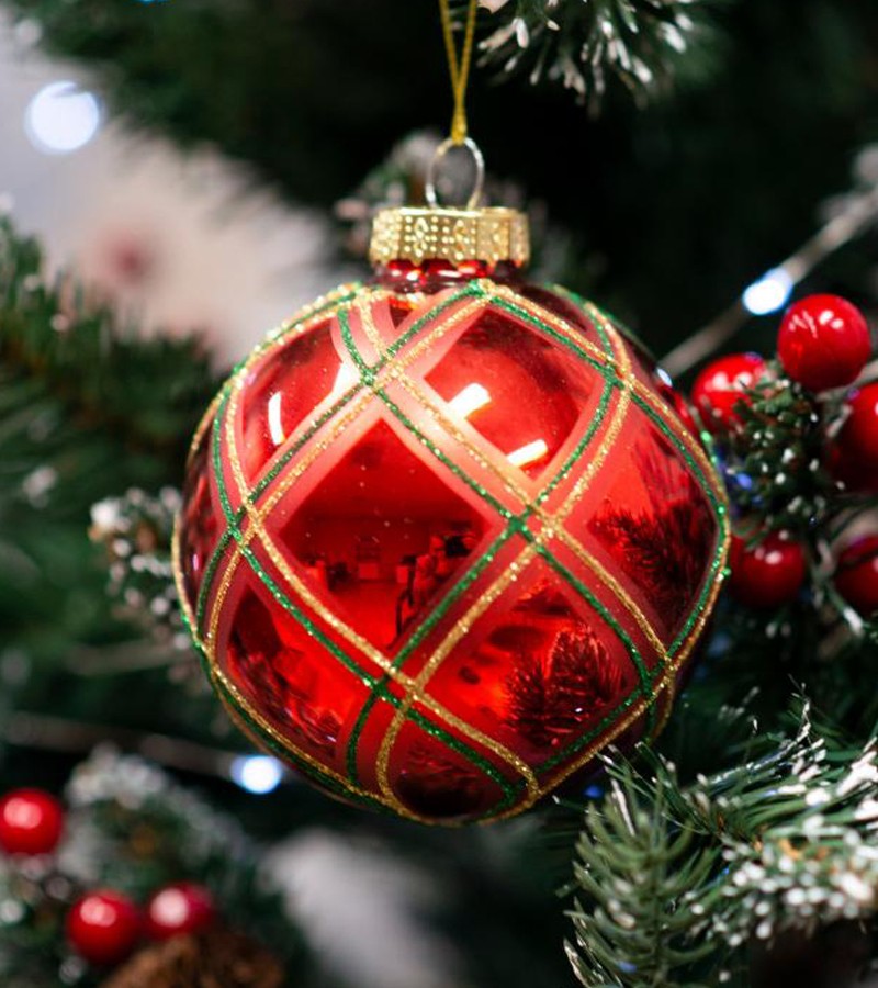 მინის საახალწლო სათამაშო   ბურთულა  9 სმ  HTSD-2305092