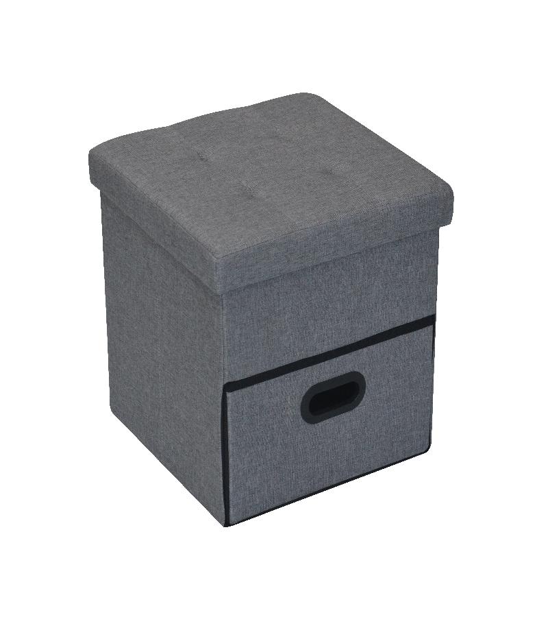 პუფი სათავსოთი,  უჯრით   #XYF231638BE-10  (38*38*38)   ფერი. GREY  მწარ. BAILEY