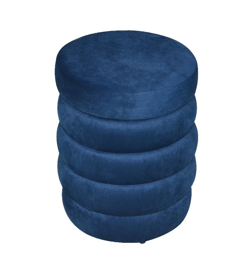 პუფი სათავსოთი,  მრგვალი   #XYF231607-29  (38*38*40)   ფერი. BLUE VELVET  მწარ. BAILEY