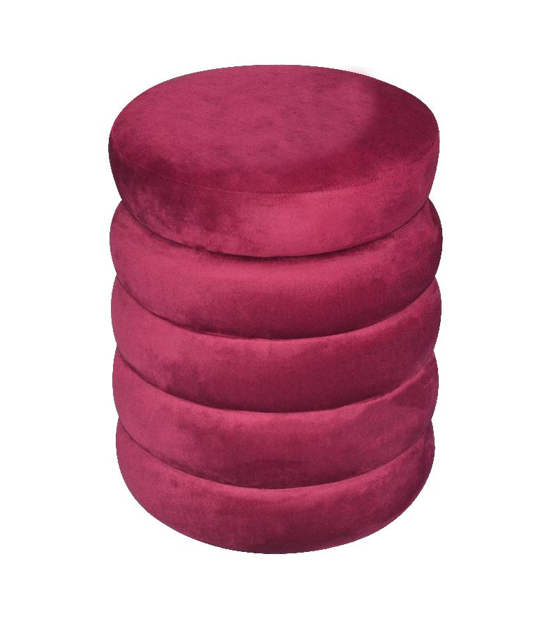 პუფი სათავსოთი,  მრგვალი   #XYF231607-19  (38*38*40)   ფერი. RED VELVET  მწარ. BAILEY