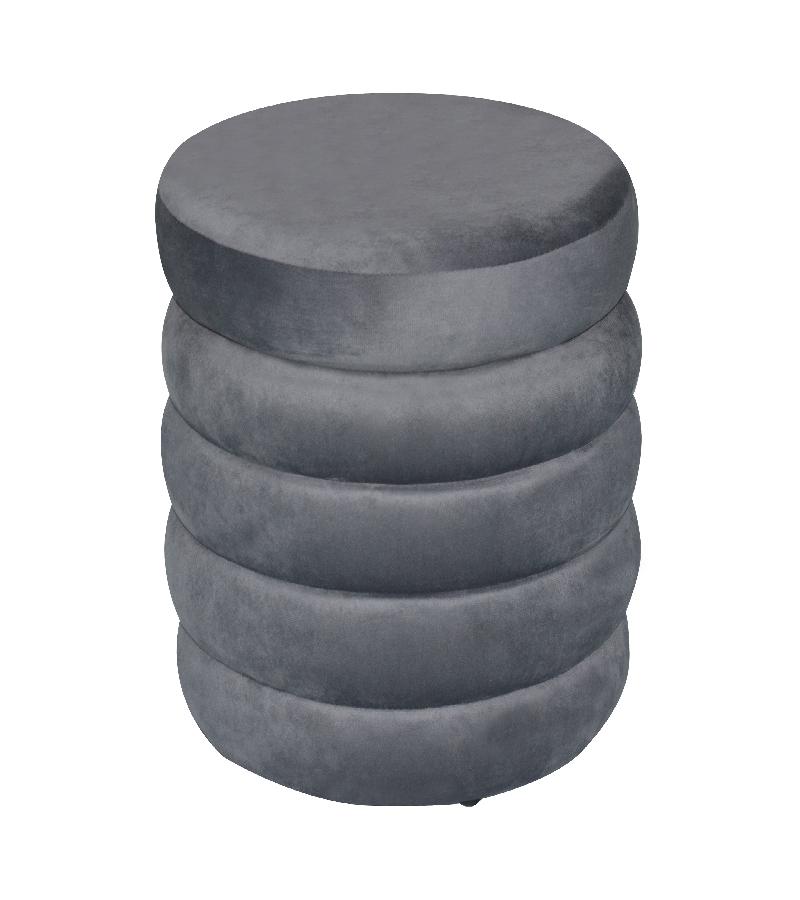 პუფი სათავსოთი,  მრგვალი   #XYF231607-10  (38*38*40)   ფერი. GREY VELVET  მწარ. BAILEY