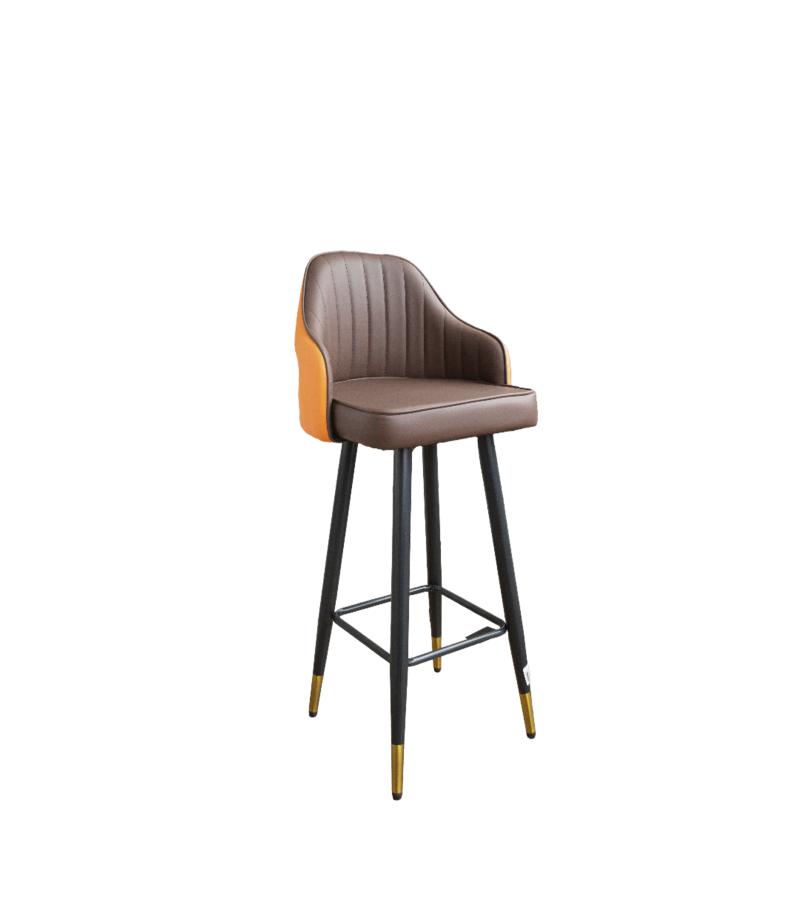 ბარის სკამი  #FSQP-2301-2  ფერი:  ORANGE + COFFEE