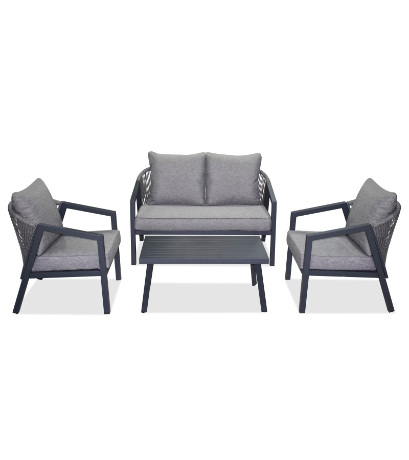 Outdoor table with seat 2+1+1 (3 seats; 1 table) LUC-2446E gray