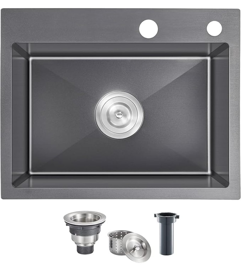 stainless steel Sink size: 40*50 for 1 sink. Siphon. with strainer (BLACK) NYWY-24-1
