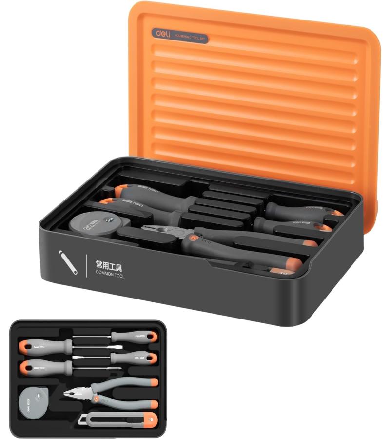 ხელსაწყოების ნაკრები  7ც  H1001-D  Home°/ Grey-Orange   მწარ.  deli 