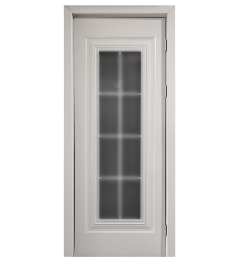 Дверь со стеклом МДФ Ларго-1 ДОРТ размер. 80*2150 цвет. ЛПЛ Серая