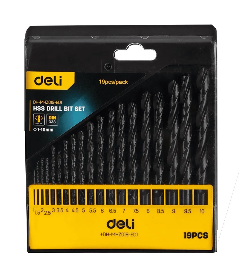 სახვრეტი ბურღი  HSS 19 ცალი   #DH-MHZ019-ED1    deli 
