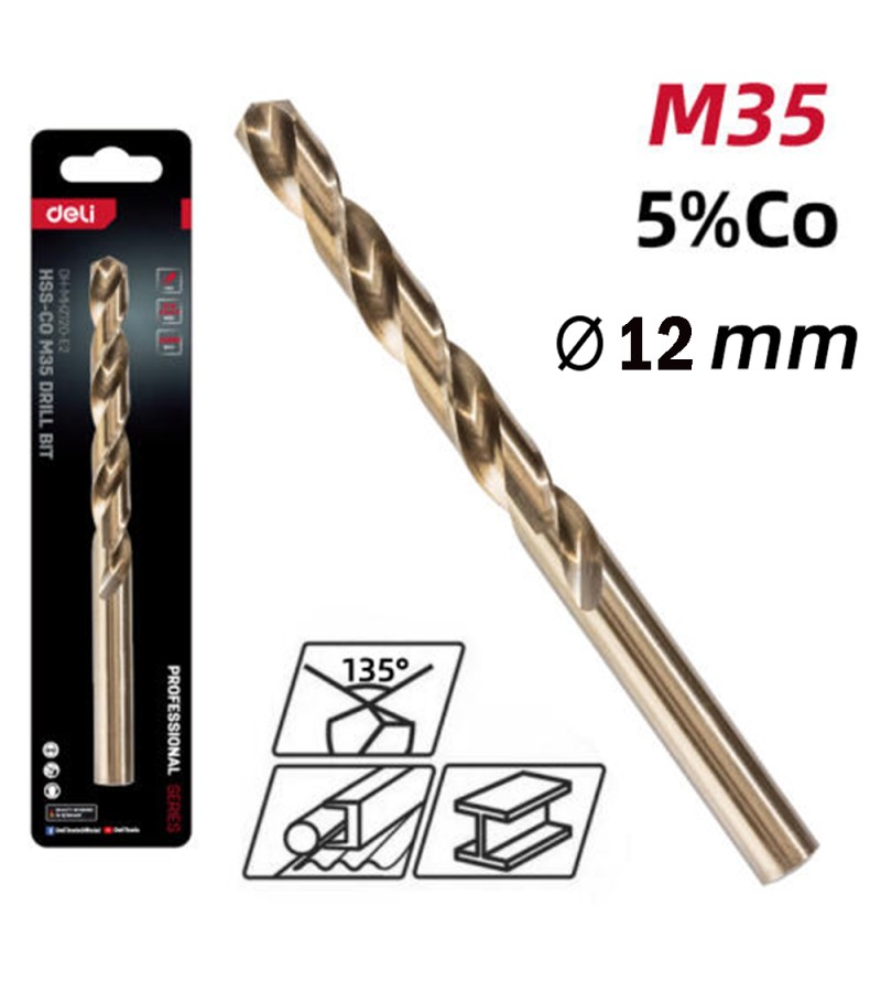სახვრეტი ბურღი  HSS-Co M35  12 მმ   #DH-MHZ120-E2    deli 