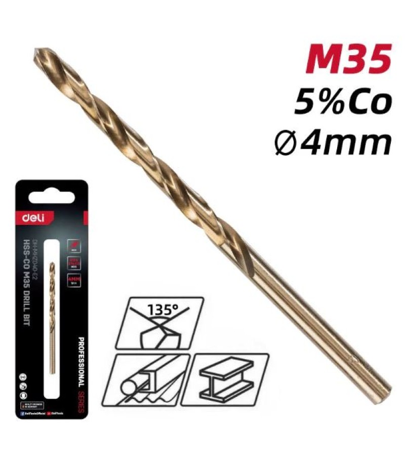 სახვრეტი ბურღი  HSS-Co M35  4 მმ   #DH-MHZ040-E2    deli 