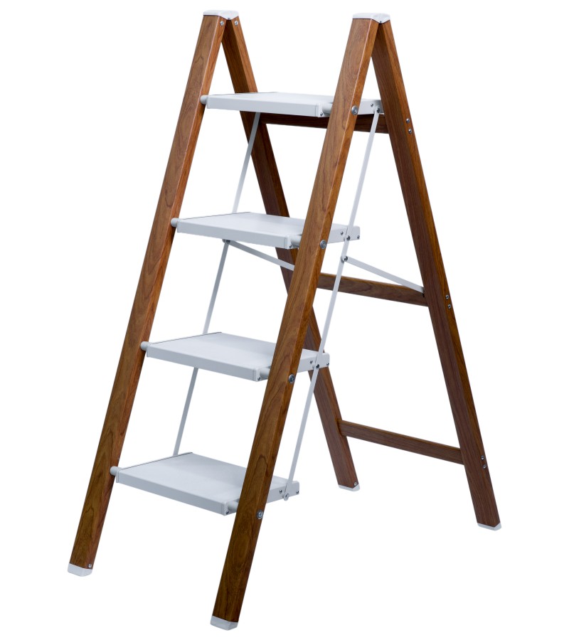 Ladder - 4 steps MYTY-2506 Color: wood color + white