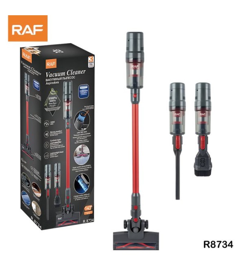 მტვერსასრუტი უსადენო  R.8734  3-1-ში 120W  9500 Pa  2200 mA/h   მწარ. RAF