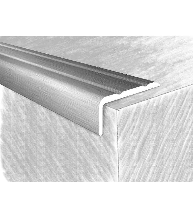 Бортик ступеньки алюминиевый самоклеющийся 24*10мм #3418-801H 1,35м Серебро Глянцево горький.  КТМ