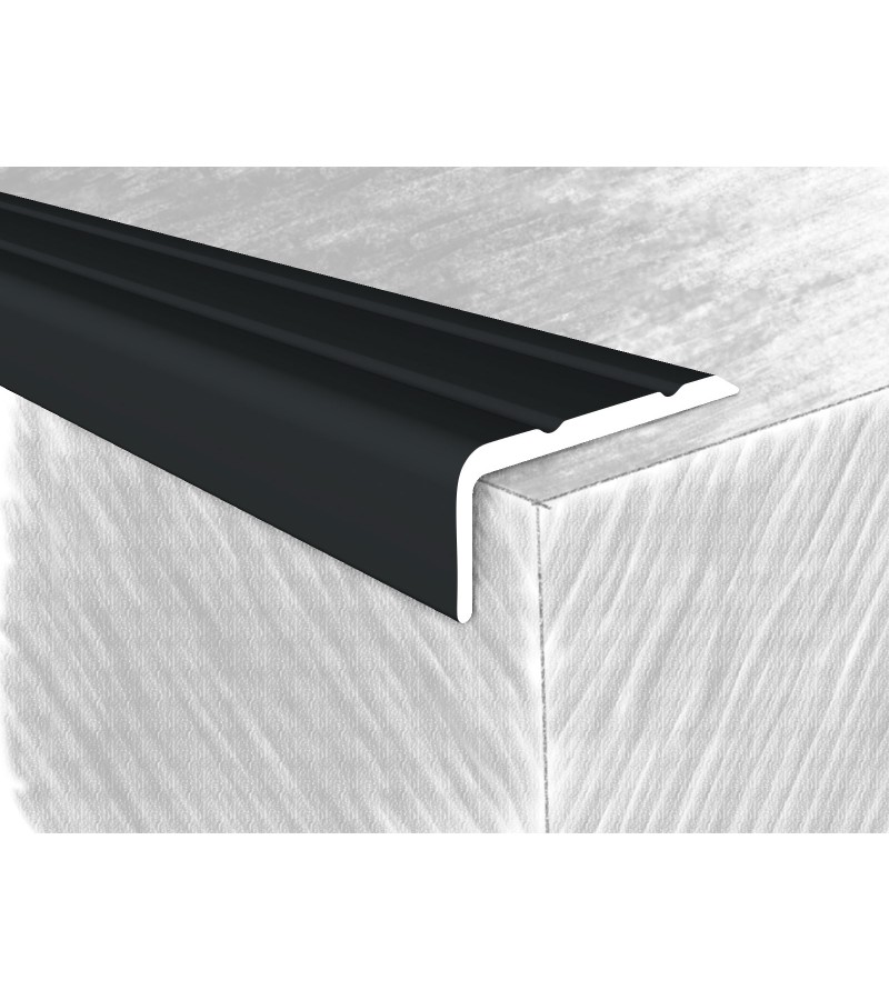 კიბის საფეხურის კანტი ალუმინის თვითწებადი 24*10მმ  #3418-311H 1.35მ  Черный  Софт  მწარ.  KTM