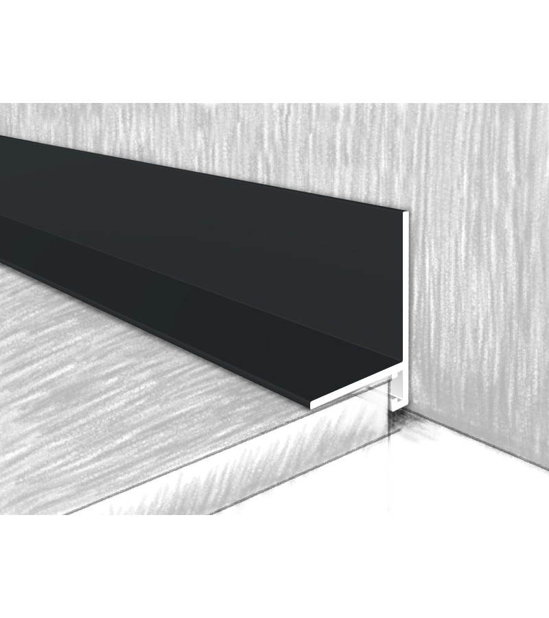 Микроплинтус алюминиевый 16-20мм МС1620-311Е 2,4м ЧЕРНЫЙ СОФТ черный.  КТМ