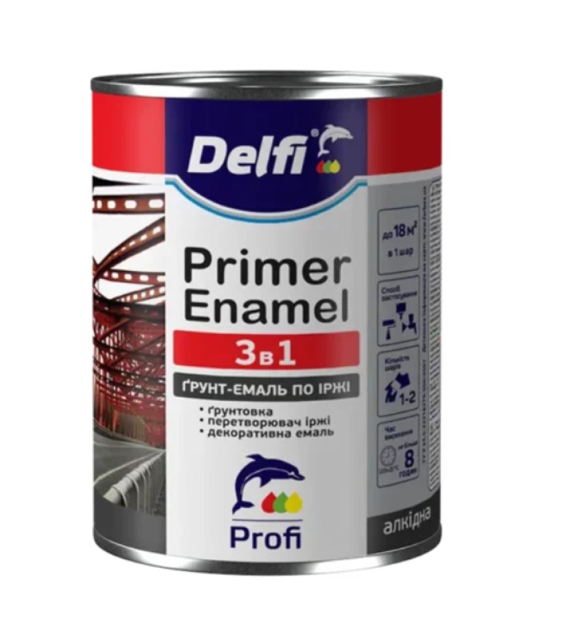 გრუნტ-ემალი ანტიკოროზიული  3/1-ში  Delfi  черная матовая  2.8კგ.