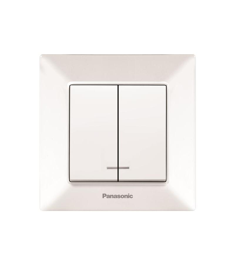 გადამრთველი  PANASONIC ARKEDIA SLIM  განათებით  2-ნი თეთრი