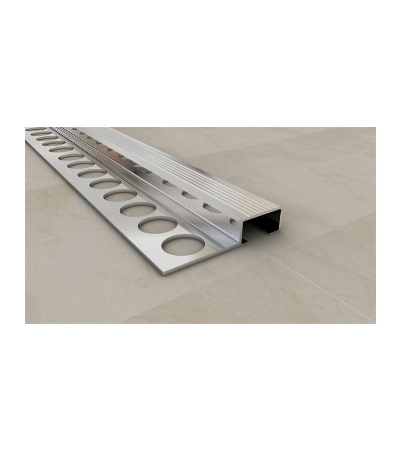 Stair tread edging aluminum corrugated SMT-1041 12mm 2.7m glossy dark. SAMET