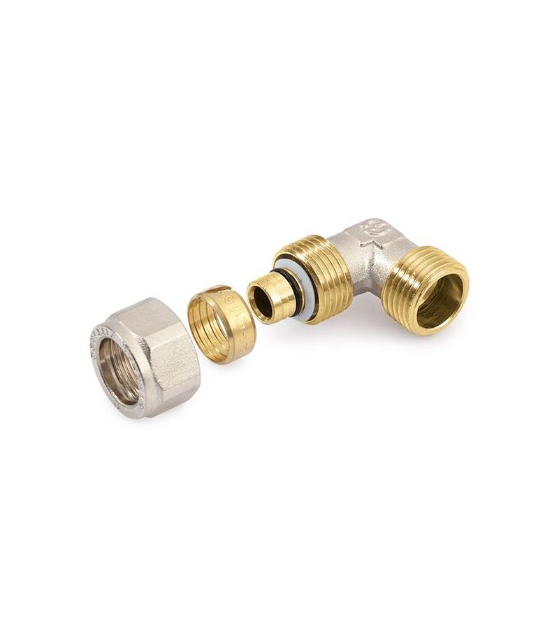 მუხლი თითბერის გარე ხრახ. 20x1/2  სისტემა Compr.  GENERAL FITTINGS  ITALY